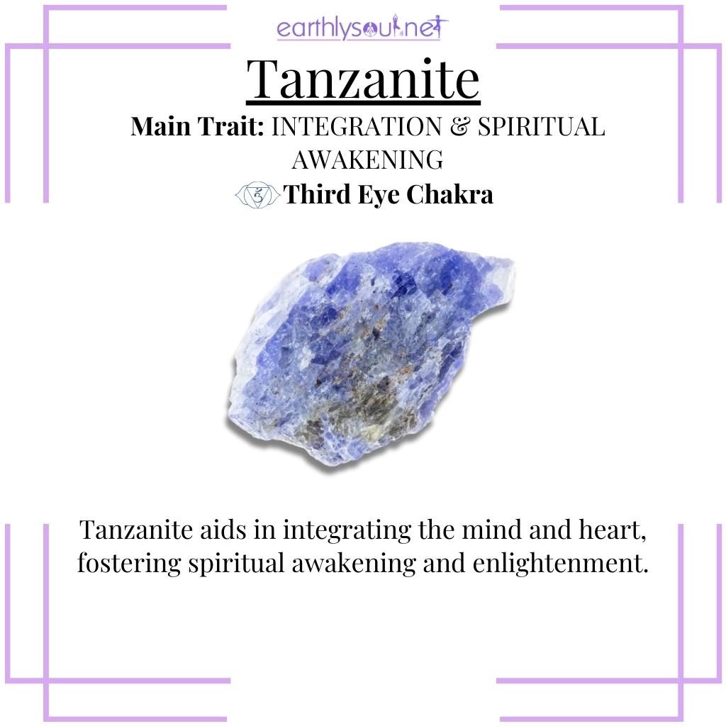 Vivid tanzanite crystal for spiritual awakening and heart-mind integration