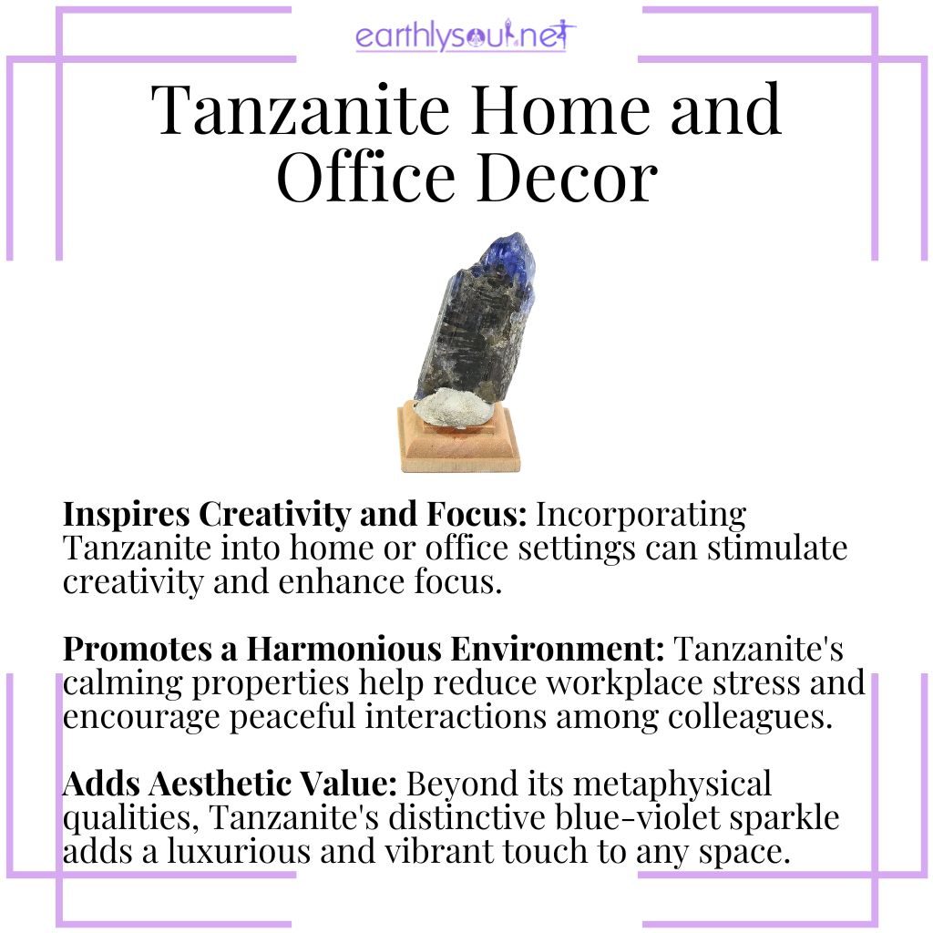 Tanzanite decor inspires creativity, promotes harmony, and adds luxury to homes and offices.