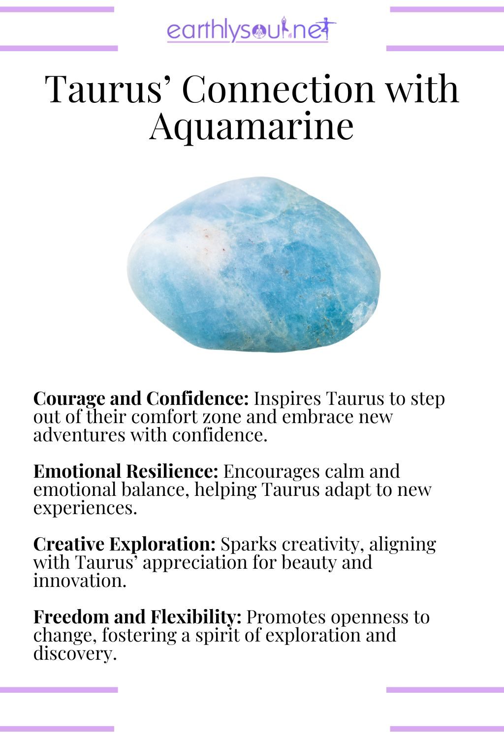 Aquamarine crystal, boosting courage and creativity, perfect for the adventurous taurus.