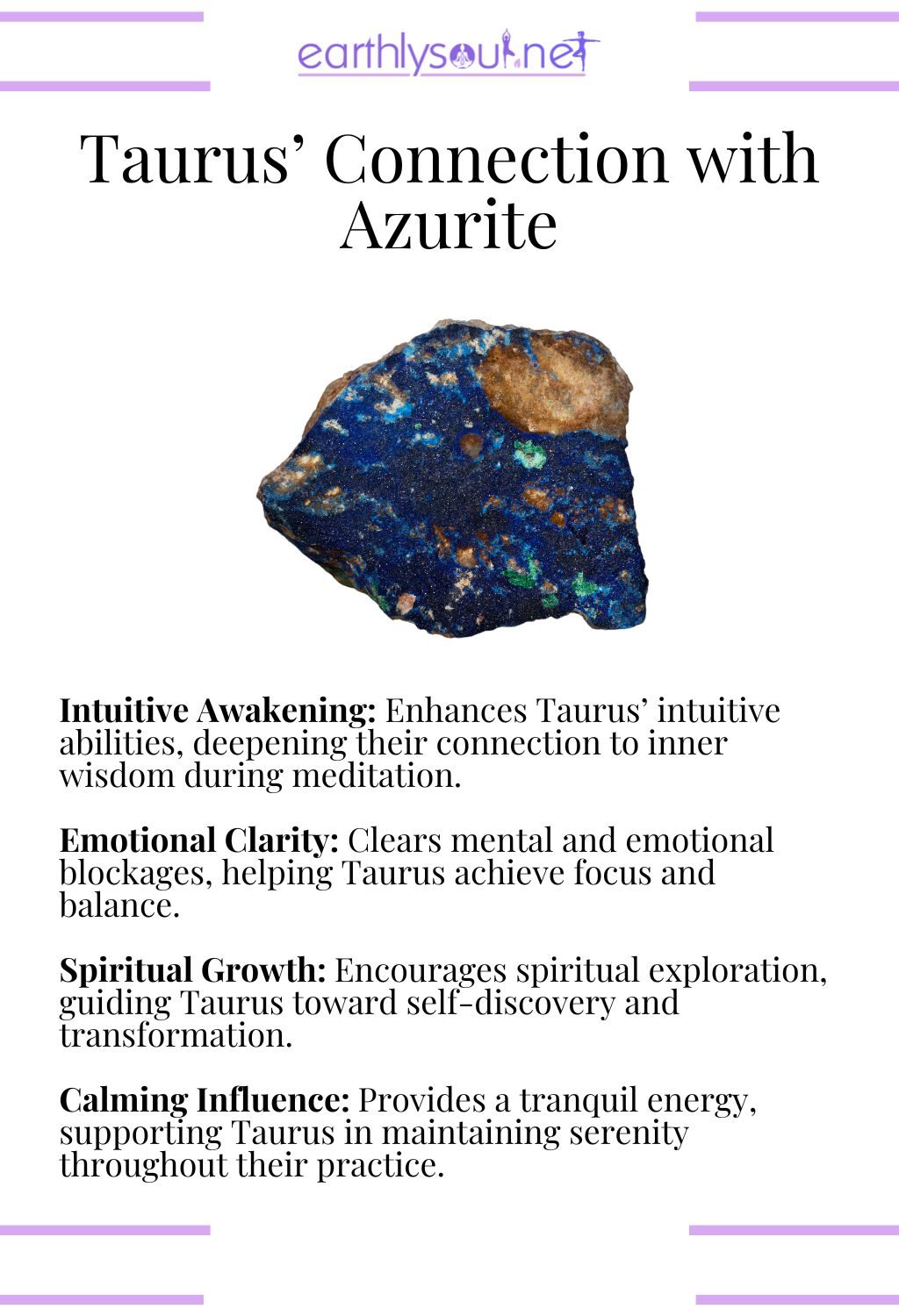Azurite crystal, enhancing intuition and emotional clarity, perfect for taurus meditation.
