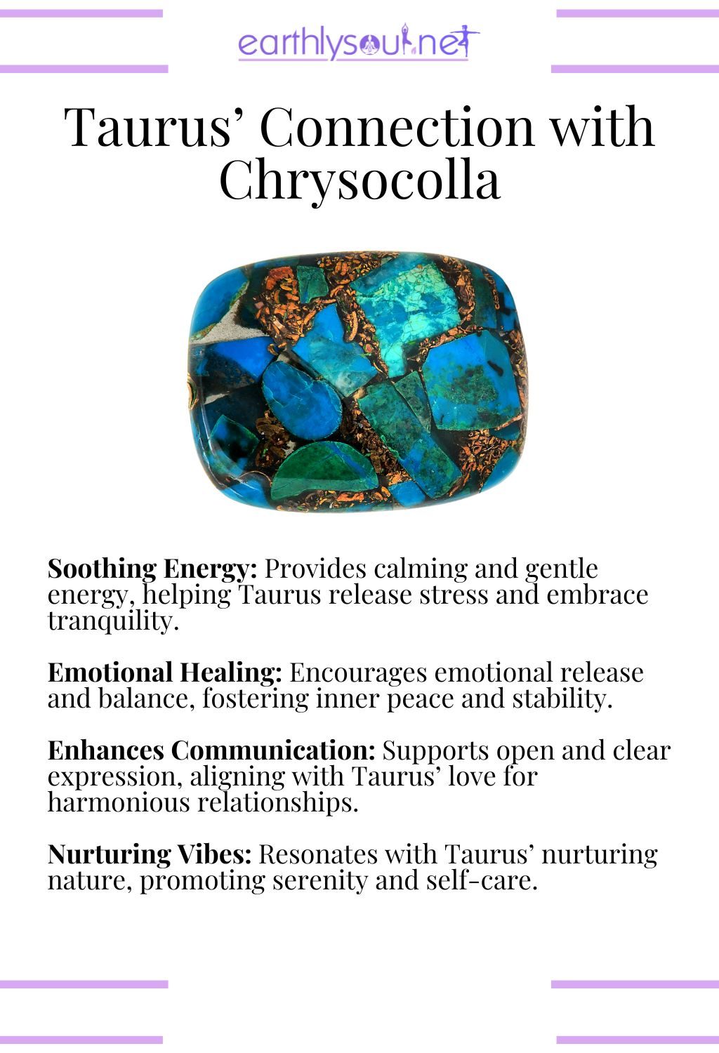Chrysocolla crystal, offering soothing energy and emotional healing, ideal for taurus zodiac signs.