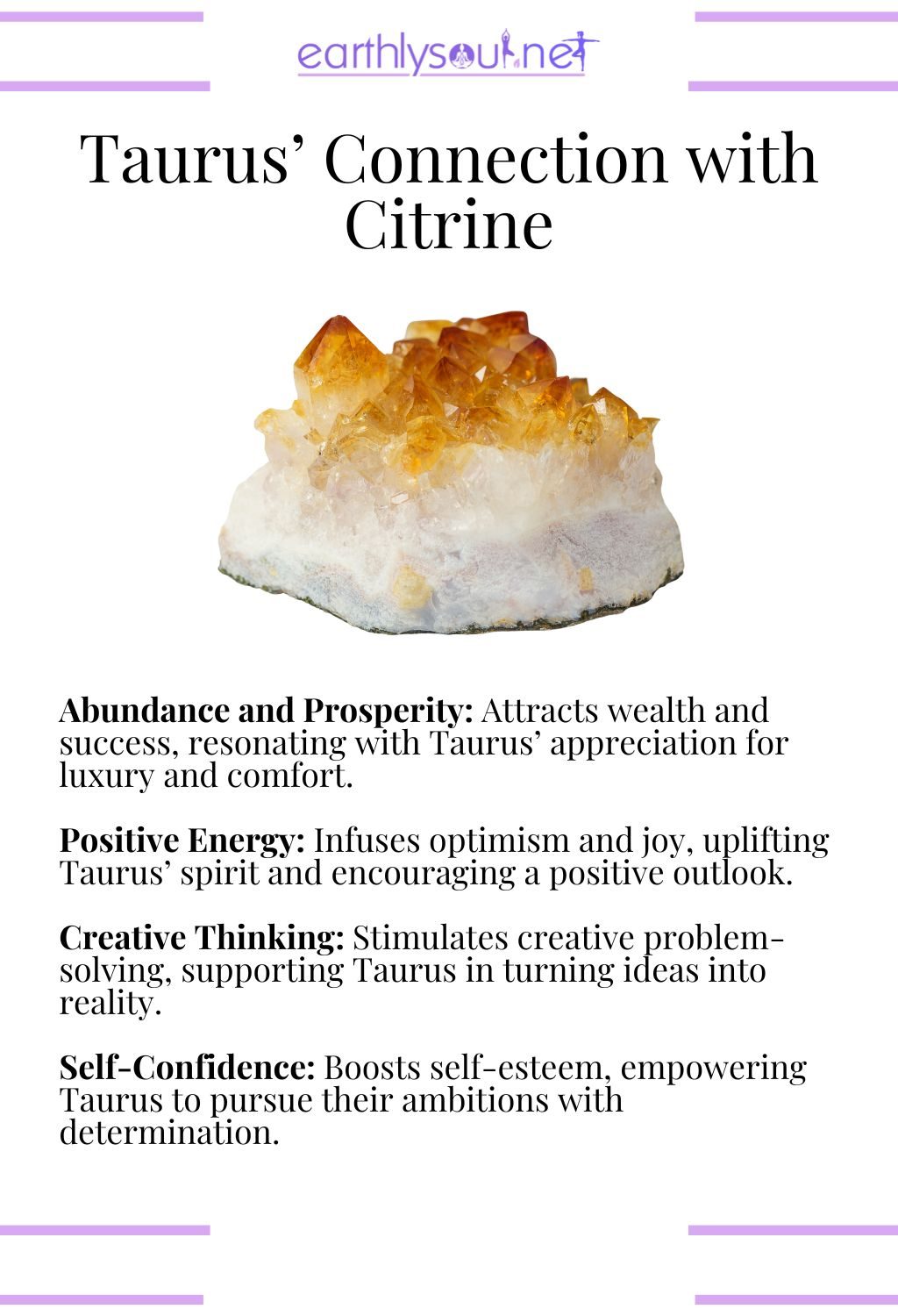 Citrine crystal, promoting abundance and creative thinking, perfect for taurus zodiac signs.