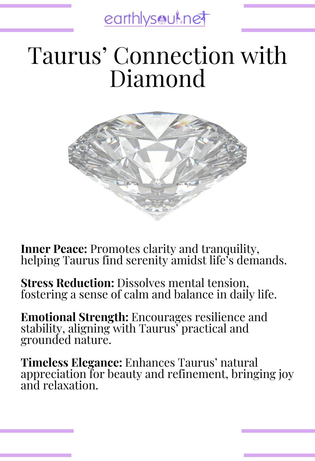Diamond crystal, promoting inner peace and emotional strength, ideal for taurus zodiac signs.