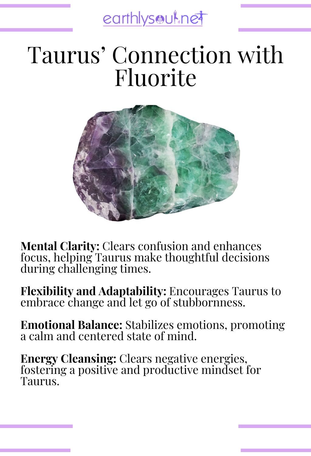 Fluorite crystal, promoting mental clarity and adaptability, perfect for taurus zodiac signs.