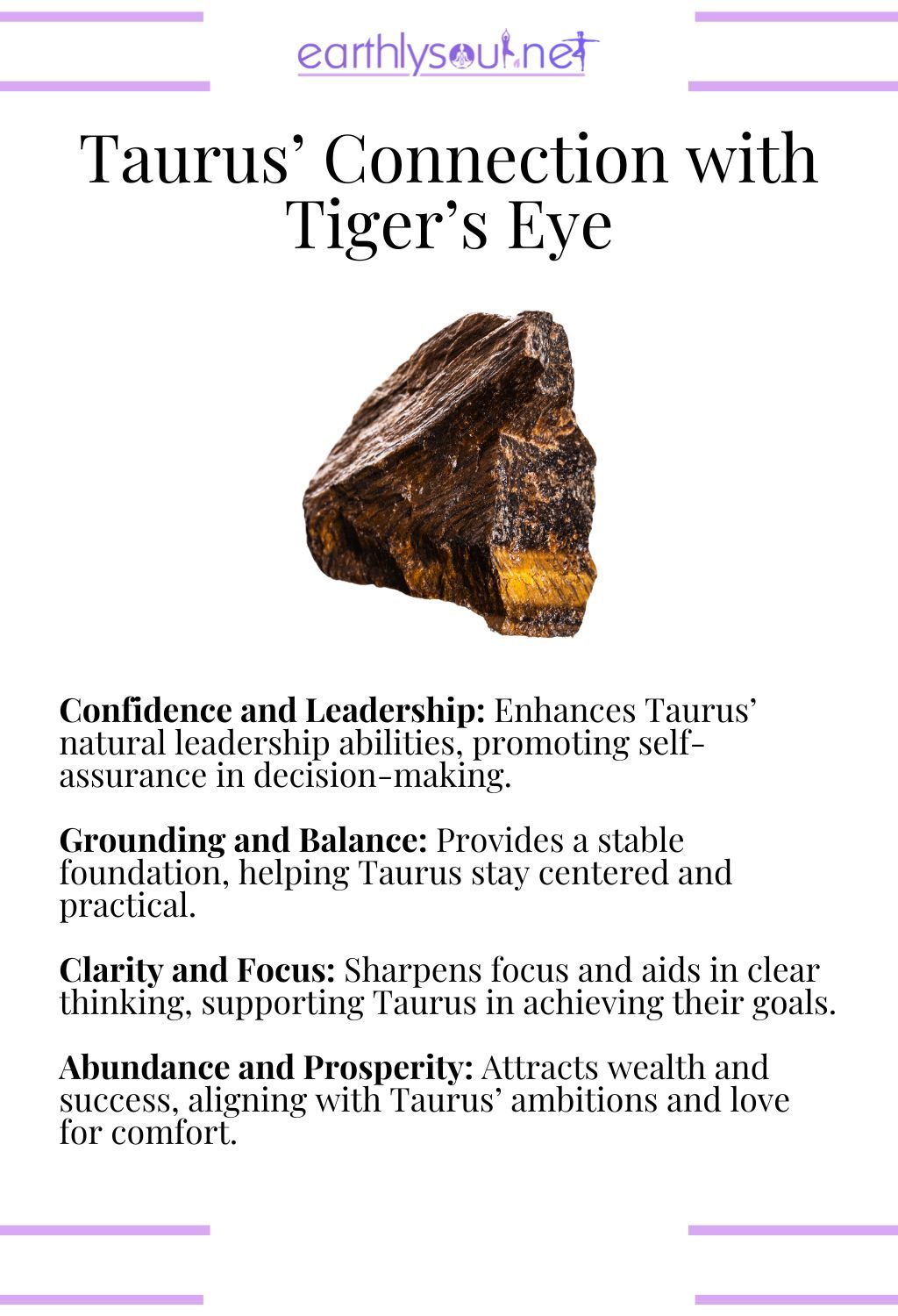 Tiger's eye crystal, enhancing confidence and grounding energy, perfect for taurus zodiac signs.