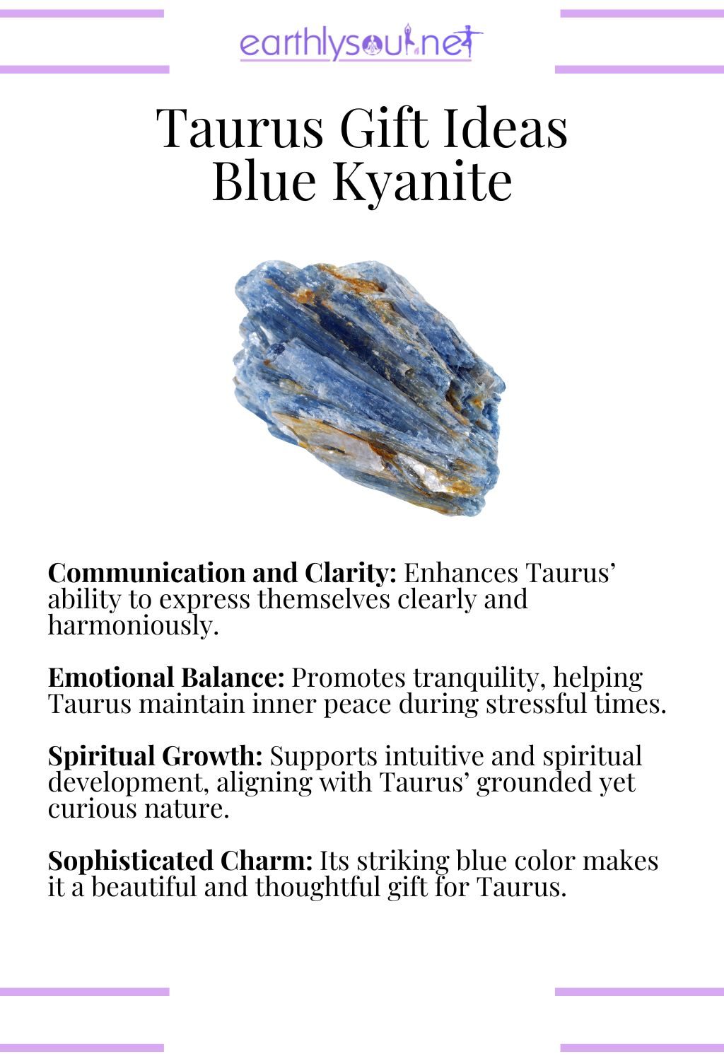 Blue kyanite crystal, promoting communication and emotional balance, perfect as a gift for taurus zodiac signs.