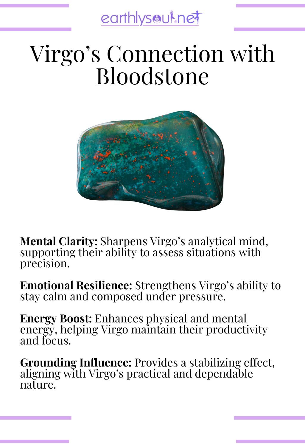 Bloodstone crystal, promoting mental clarity and emotional resilience, perfect for virgo zodiac signs.