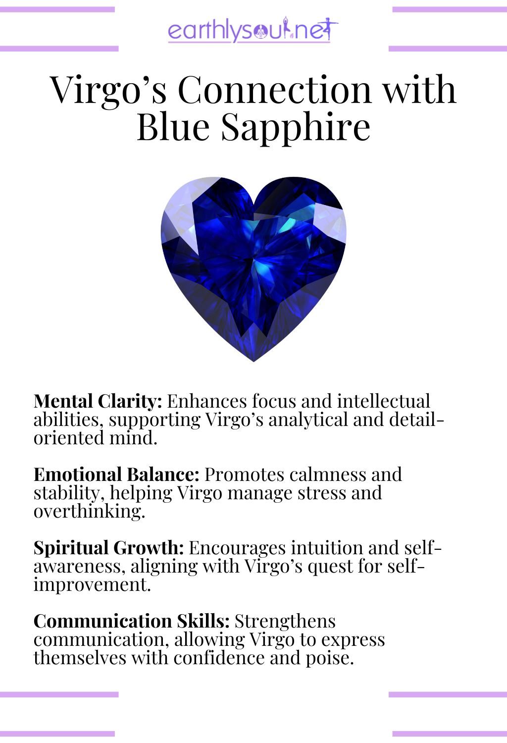 Blue sapphire crystal, promoting mental clarity and emotional balance, ideal for virgo zodiac signs.