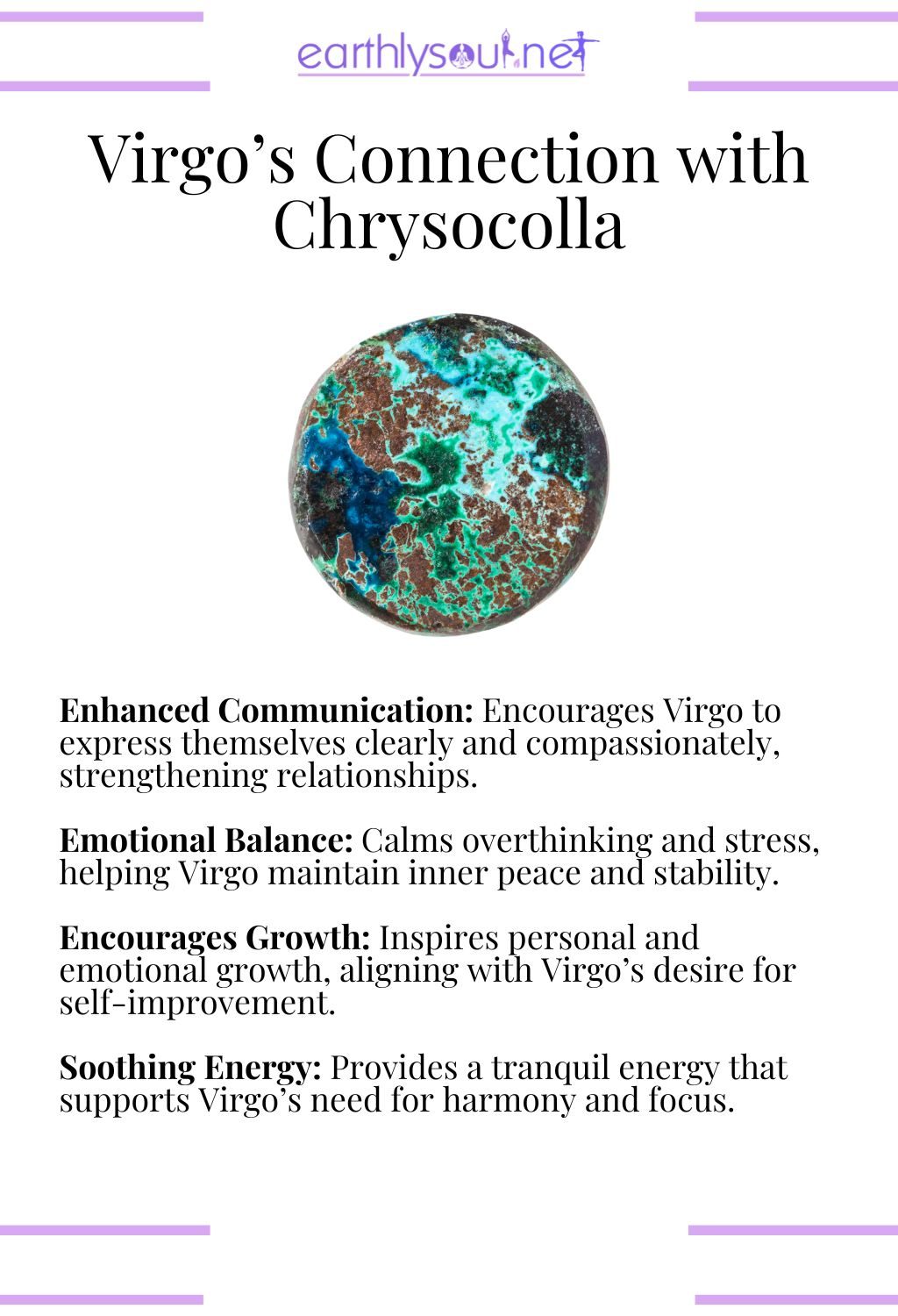 Chrysocolla crystal, promoting communication and emotional balance, ideal for virgo zodiac signs.