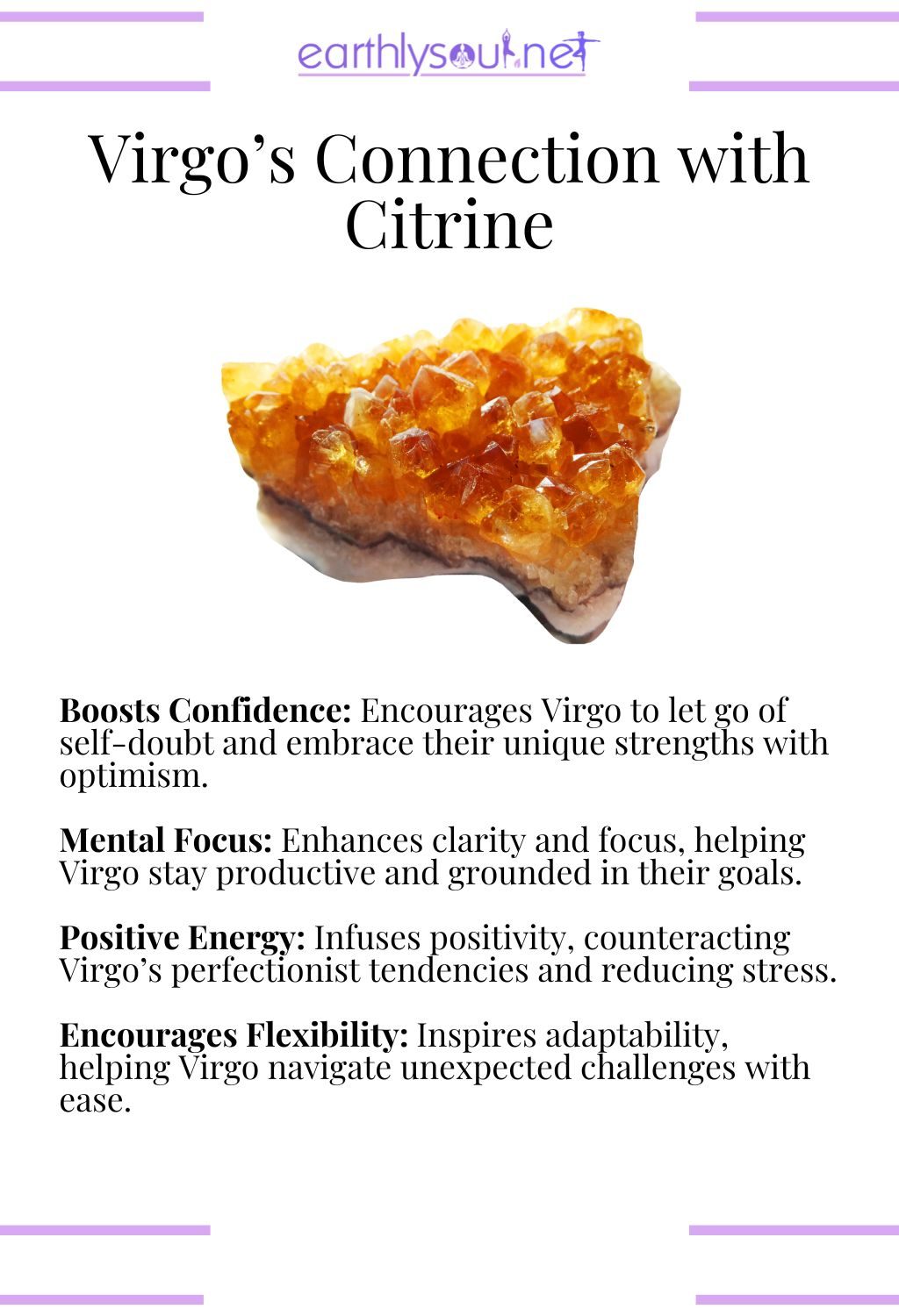 Citrine crystal, boosting confidence and promoting positivity, perfect for virgo zodiac signs.