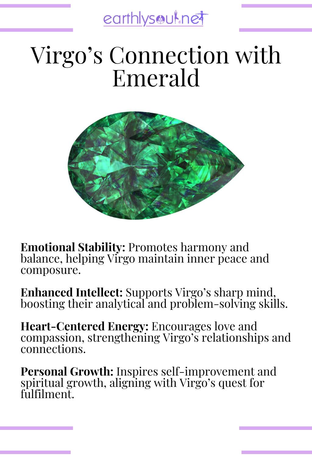 Emerald crystal, enhancing emotional stability and intellect, perfect for virgo zodiac signs.