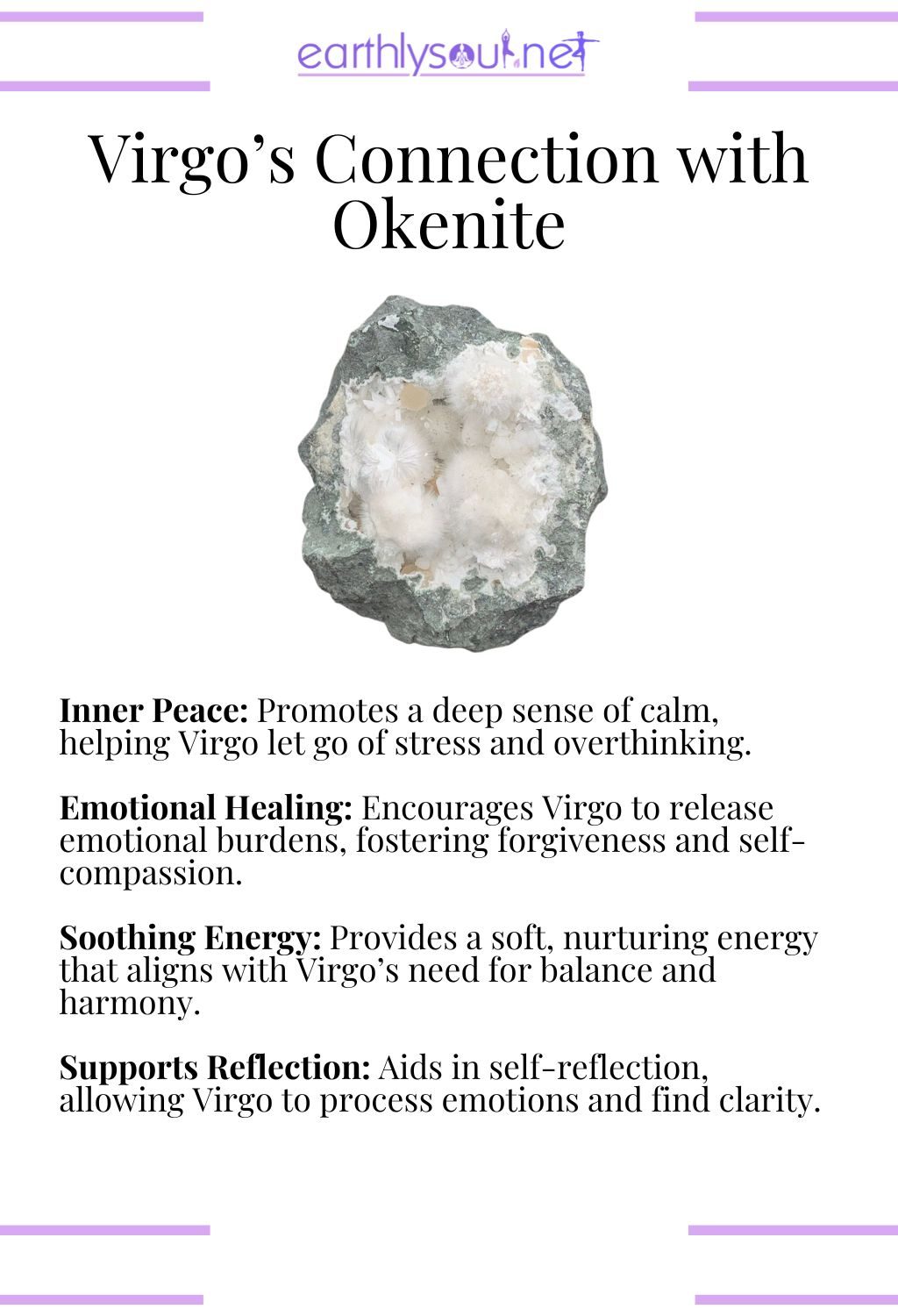 Okenite crystal, promoting inner peace and emotional healing, ideal for virgo zodiac signs.
