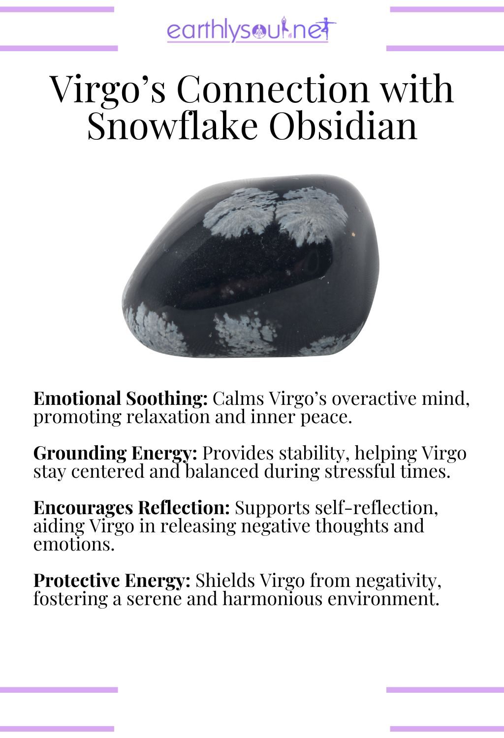 Snowflake obsidian crystal, offering emotional soothing and grounding energy, perfect for virgo zodiac signs.