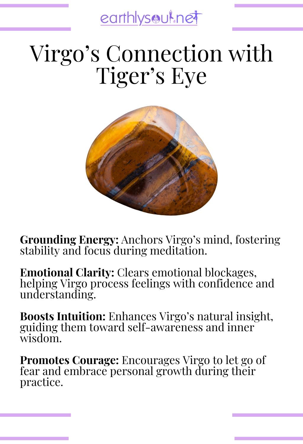 Tiger's eye crystal, enhancing grounding energy and emotional clarity, perfect for virgo meditation.
