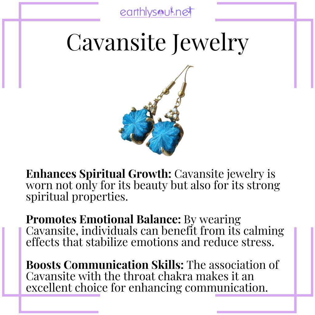 Cavansite jewelry for spiritual growth, emotional balance, and enhanced communication skills.