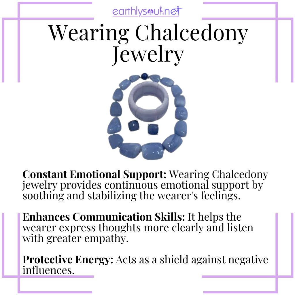 Chalcedony jewelry for constant emotional support, enhanced communication skills, and protective energy.