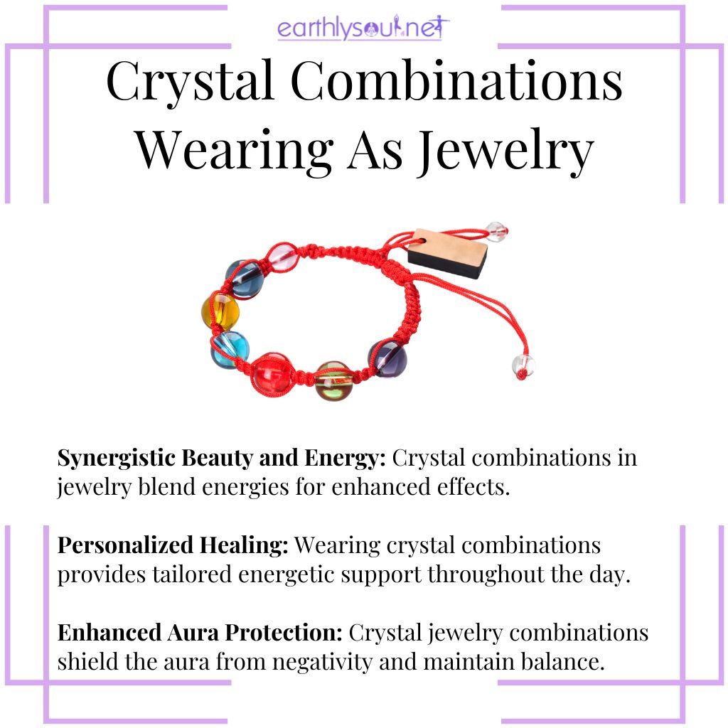 Jewelry with crystal combinations for synergistic beauty, personalized healing, and enhanced aura protection