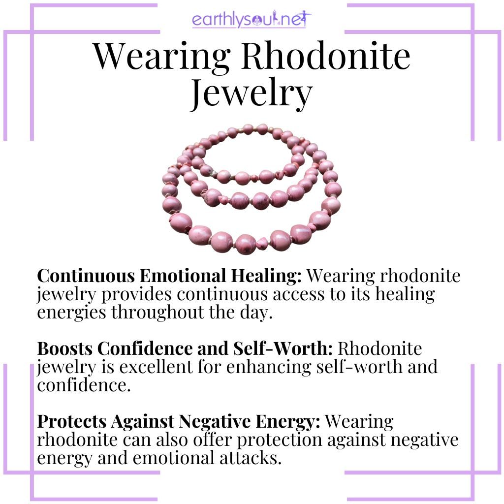 Rhodonite jewelry for continuous emotional healing, boosting confidence, and protecting against negative energies.
