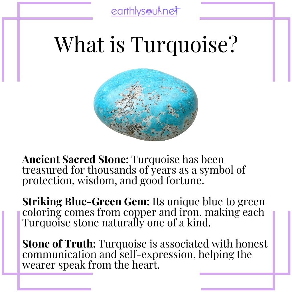 What is turquoise – an ancient blue-green gemstone known for protection, wisdom, and authentic self-expression.