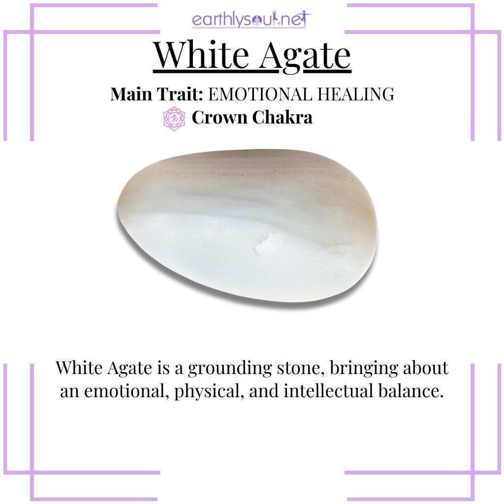 Balancing white agate for emotional stability and intellectual alignment