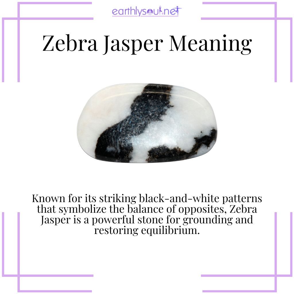 Zebra jasper symbolizing yin-yang balance, grounding energy, and inner strength.